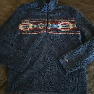 *last chance* Chubbies Mens Aztec Fleece 1/4 Zip Pullover XL Blue